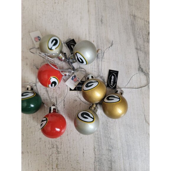 Green bay Packers mini ball ornament Xmas set football - Picture 6 of 7